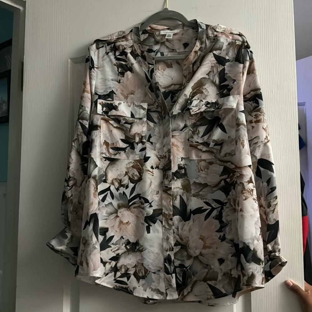 Floral, Calvin Klein Blouse, XL